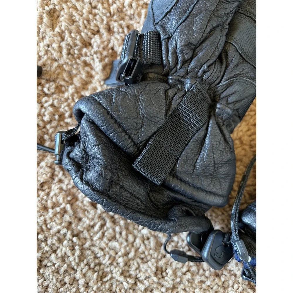 Swany Classic Black Leather Tri-Plex Insulated Ski Gloves Mittens Womens Small